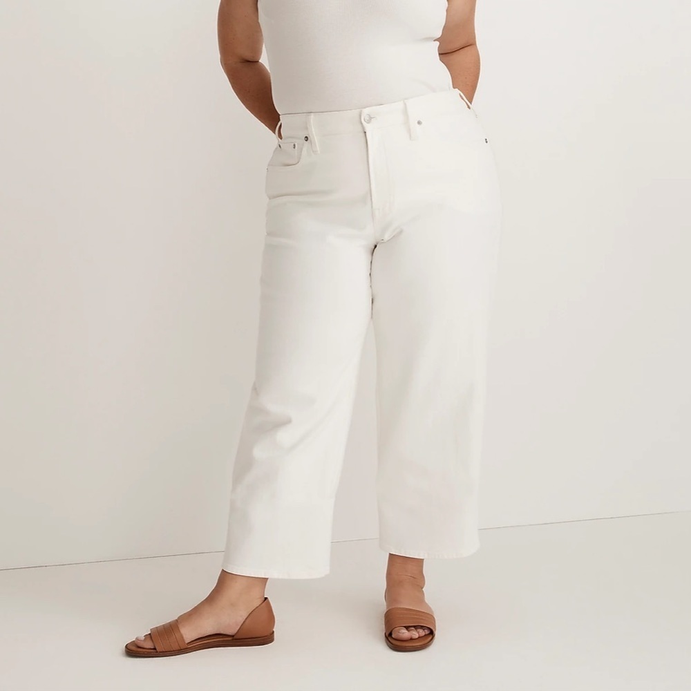 Madewell White Wide-Leg Cropped Jeans